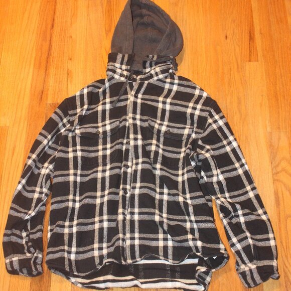 American Eagle Button Up Flannel Hoodie (New) (Large) - Picture 3 of 4